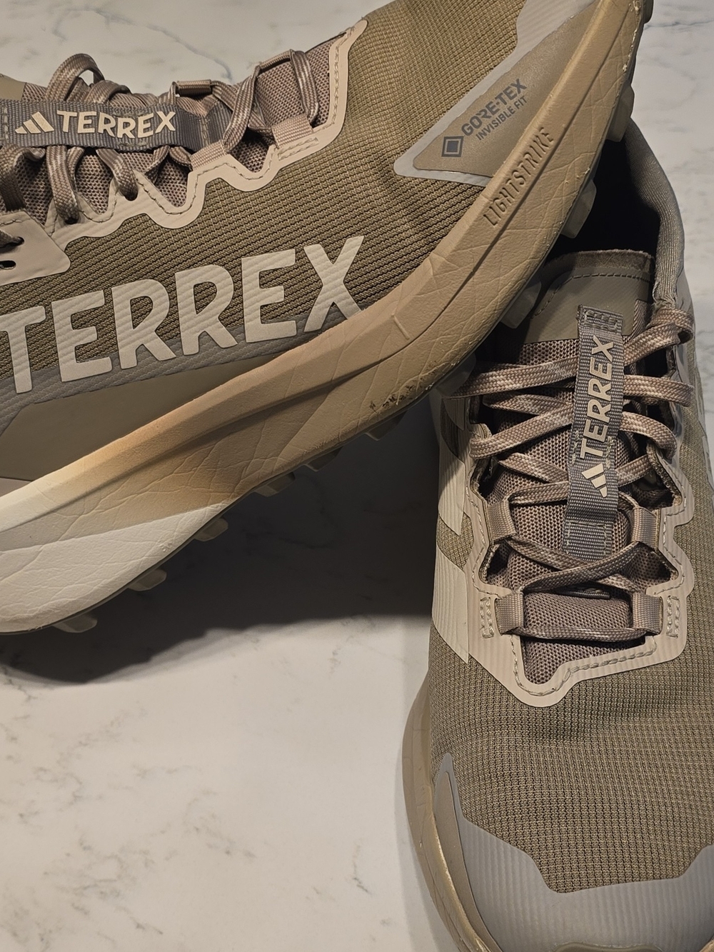 adidas Terrex Agravic GTX Trail Running Shoes Men's Size 8.5 Beige Gray JR1507